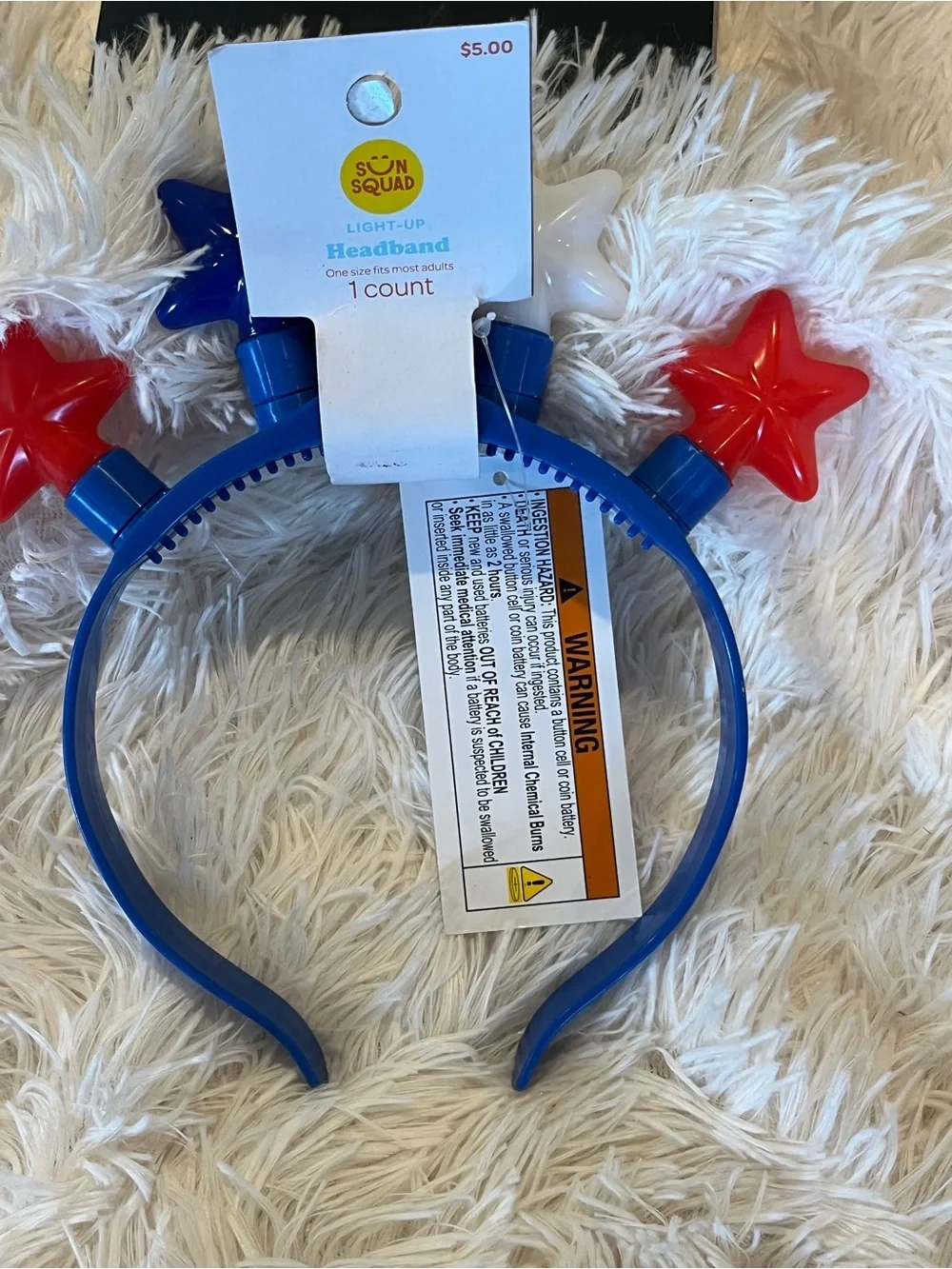 Sun Squad Light-Up Star Headband - Blue with Red & White Stars